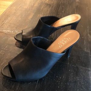 Franco Sarto black open toe heeled Mules